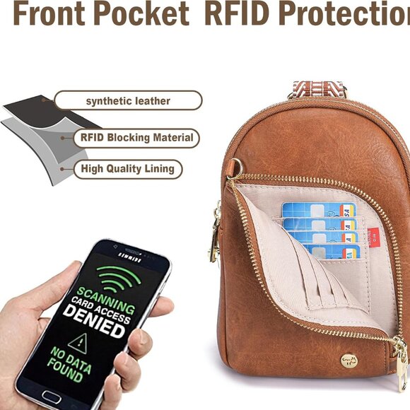 Brown Small Leather Crossbody Sling Bag for Women, RFID-Blocking & Anti-theft Se - Picture 4 of 8